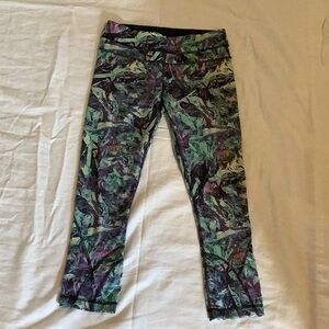 Green and Purple Tropical Print Leggings